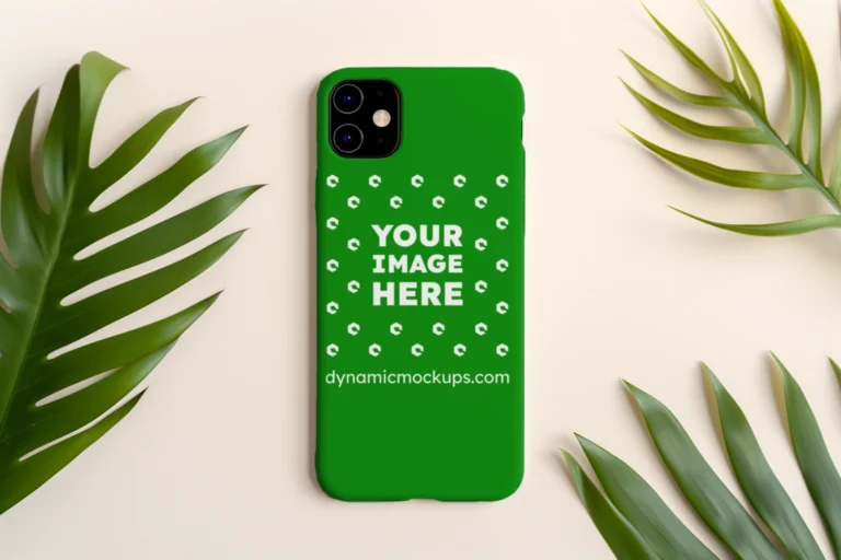 iPhone Green Phone Case Mockup Template