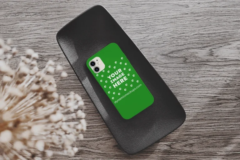 iPhone Green Phone Case Mockup Template