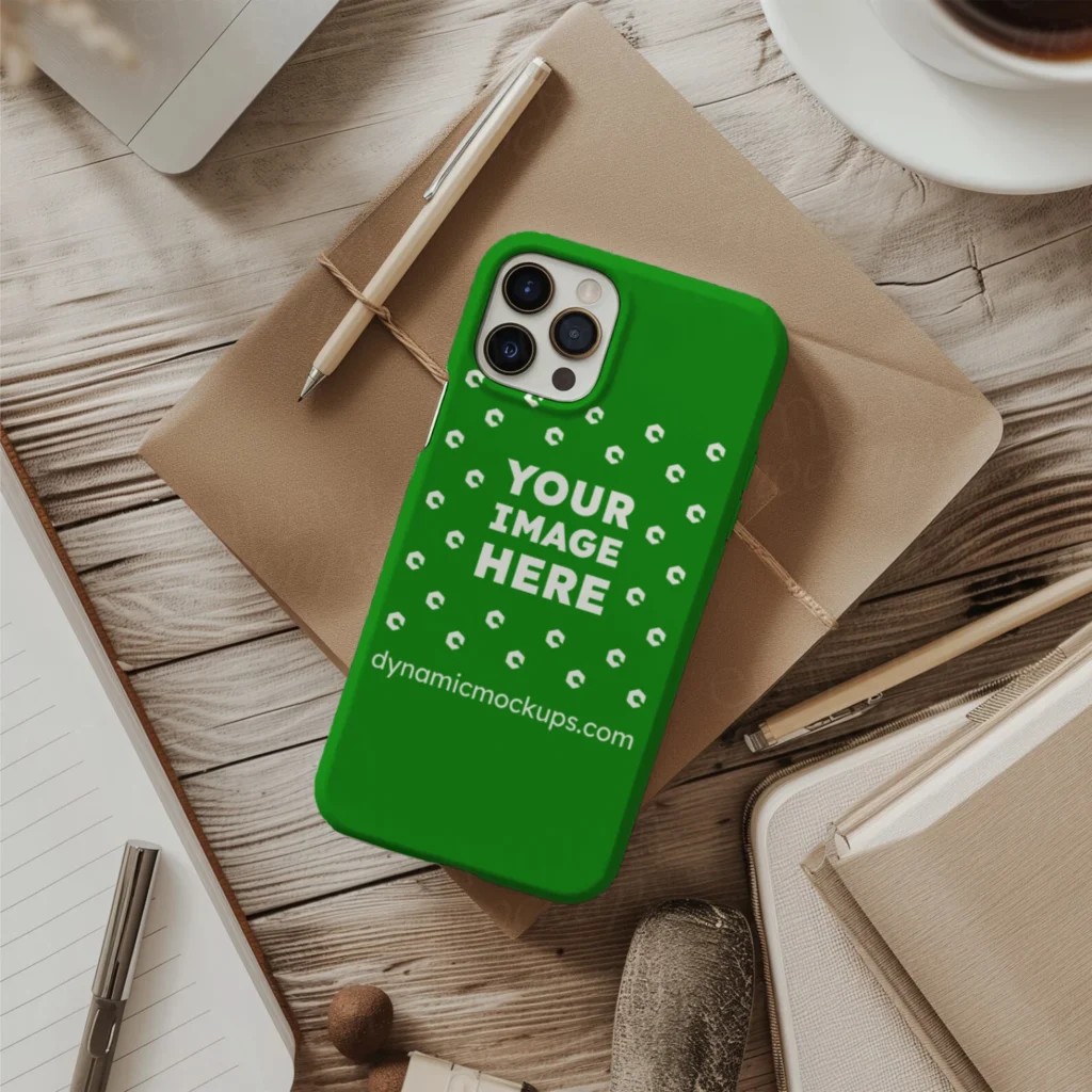 iPhone Green Phone Case Mockup Template