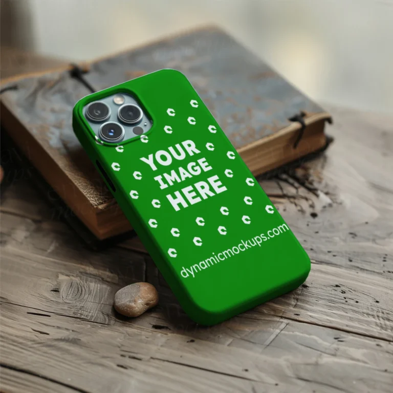 iPhone Green Phone Case Mockup Template
