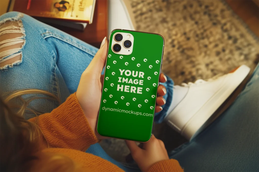 iPhone Green Phone Case Mockup Template