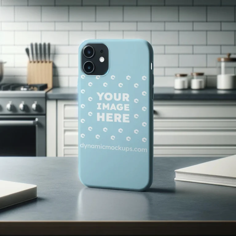 iPhone Light Blue Phone Case Mockup Template