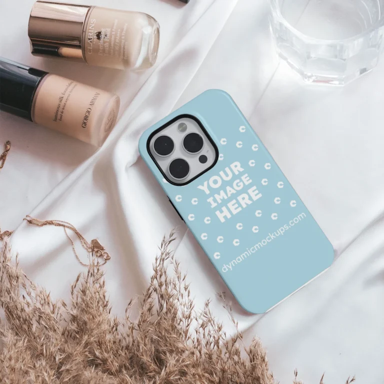 iPhone Light Blue Phone Case Mockup Template