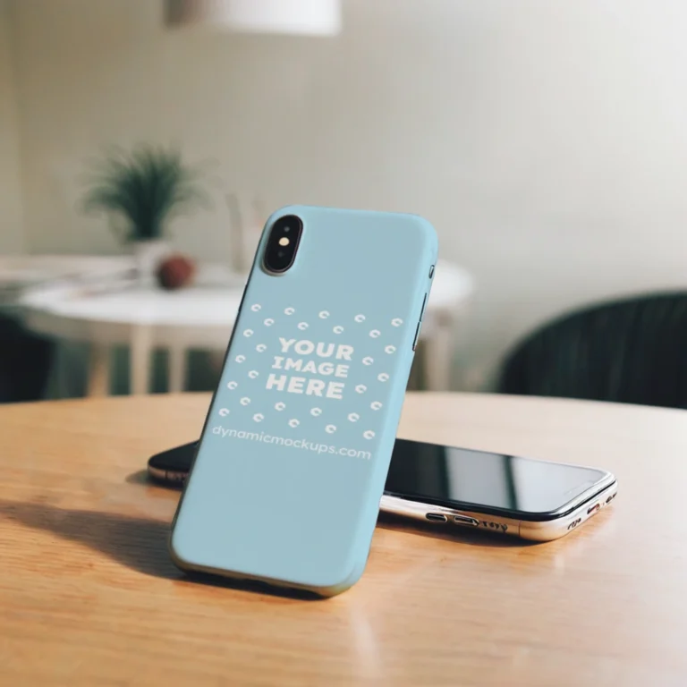iPhone Light Blue Phone Case Mockup Template