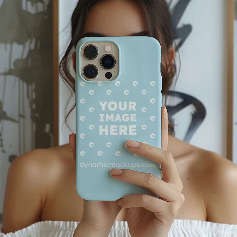 iPhone Light Blue Phone Case Mockup Template