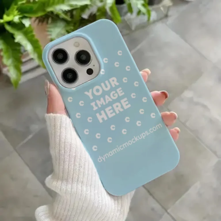 iPhone Light Blue Phone Case Mockup Template