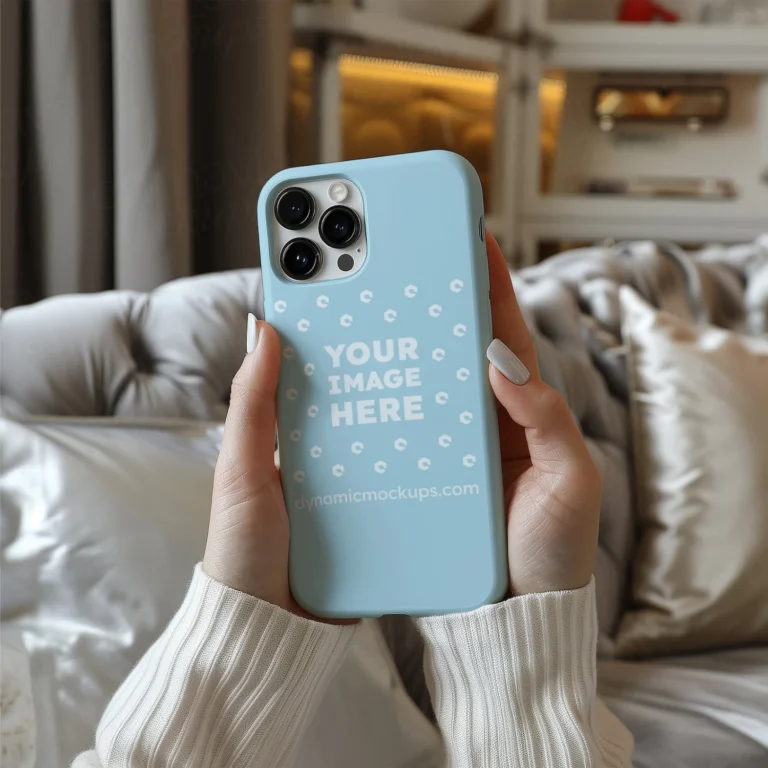 iPhone Light Blue Phone Case Mockup Template