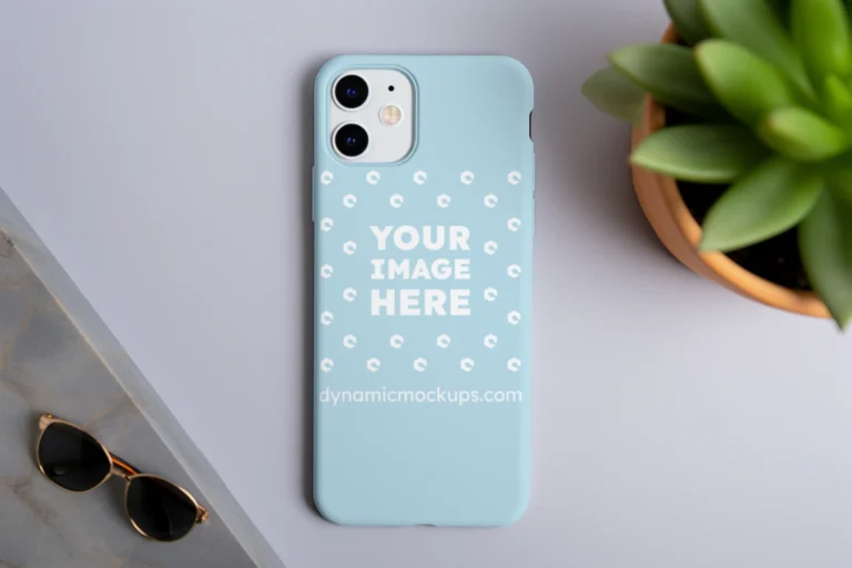 iPhone Light Blue Phone Case Mockup Template