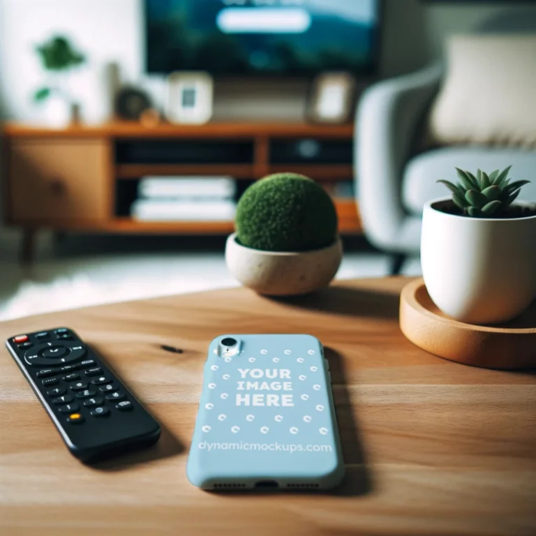 iPhone Light Blue Phone Case Mockup Template