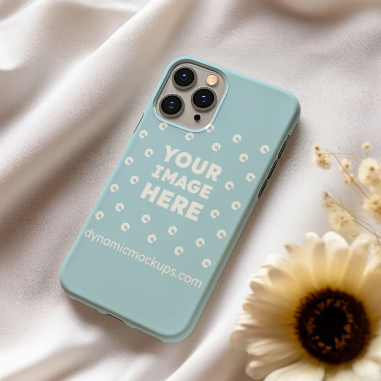 iPhone Light Blue Phone Case Mockup Template