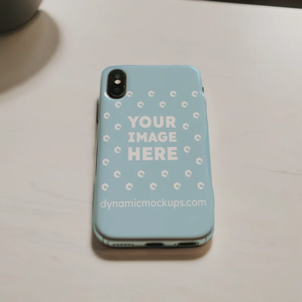 iPhone Light Blue Phone Case Mockup Template
