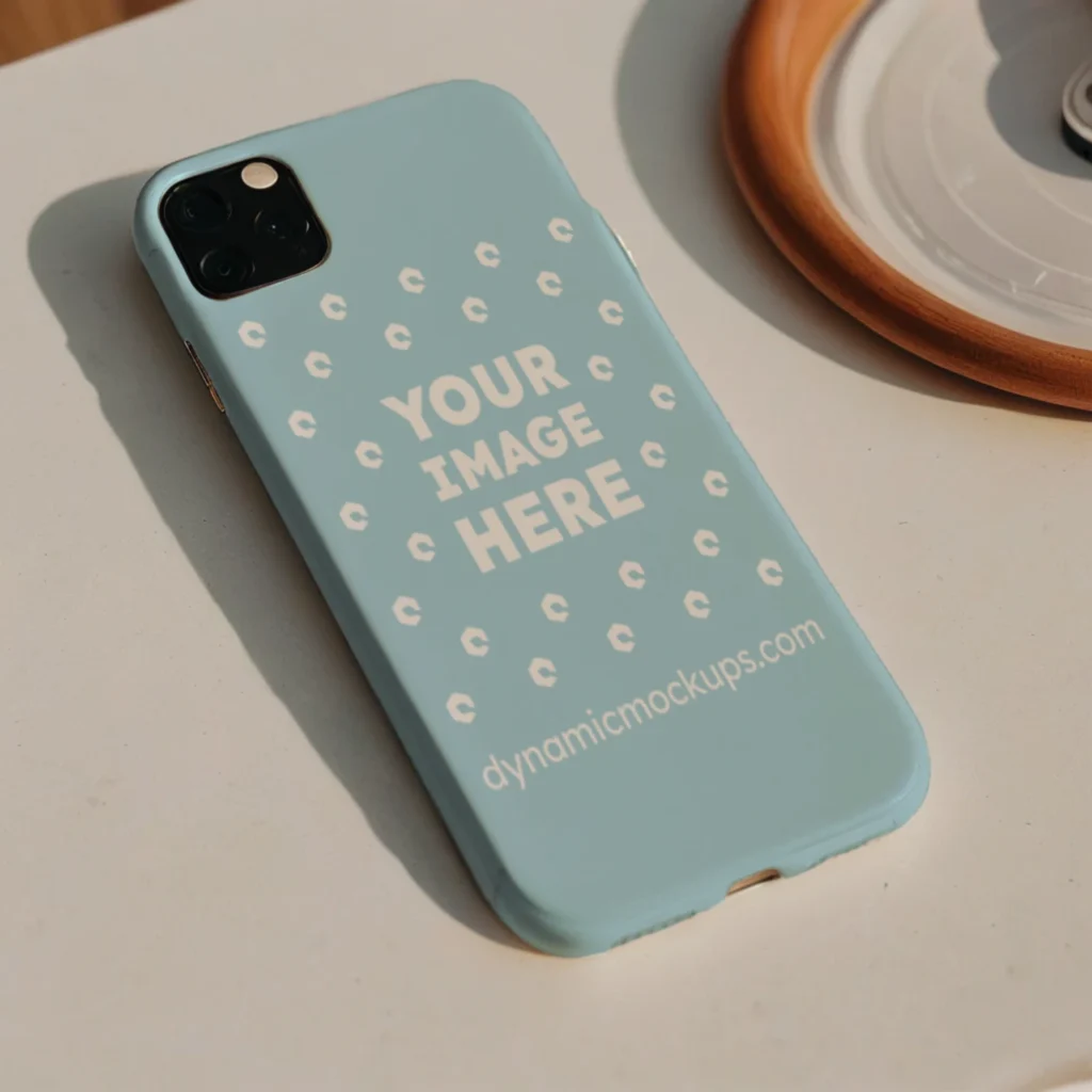 iPhone Light Blue Phone Case Mockup Template