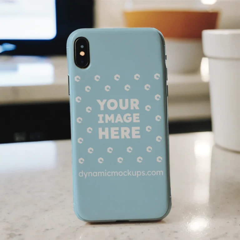 iPhone Light Blue Phone Case Mockup Template