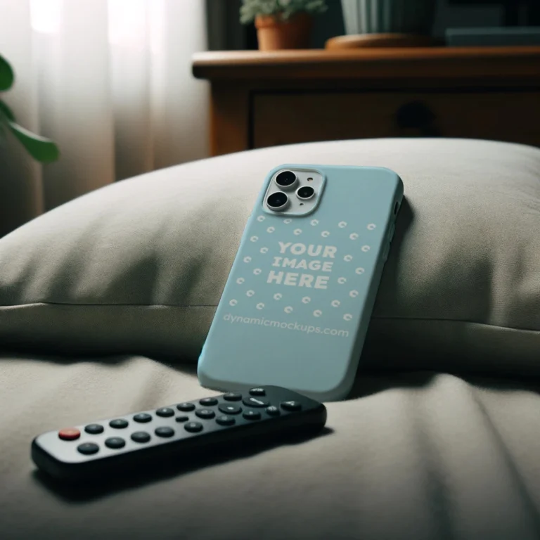 iPhone Light Blue Phone Case Mockup Template