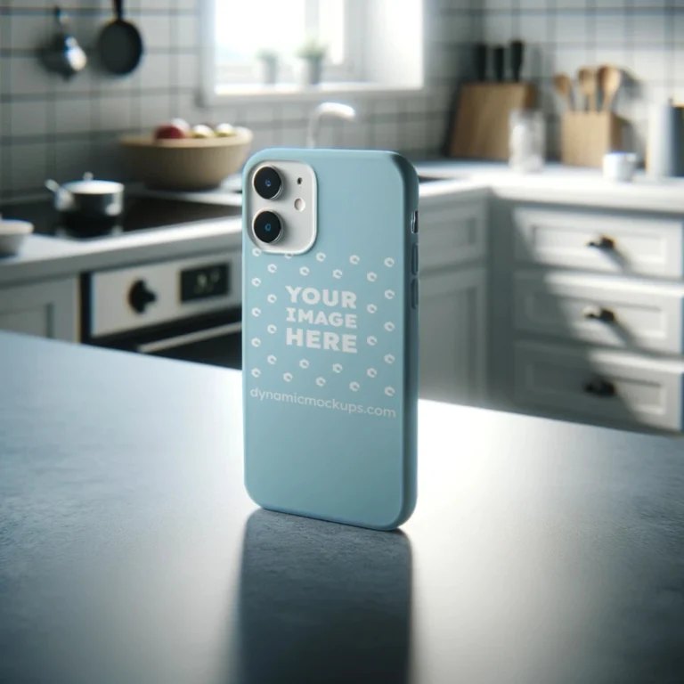 iPhone Light Blue Phone Case Mockup Template