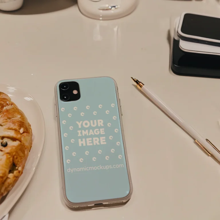 iPhone Light Blue Phone Case Mockup Template