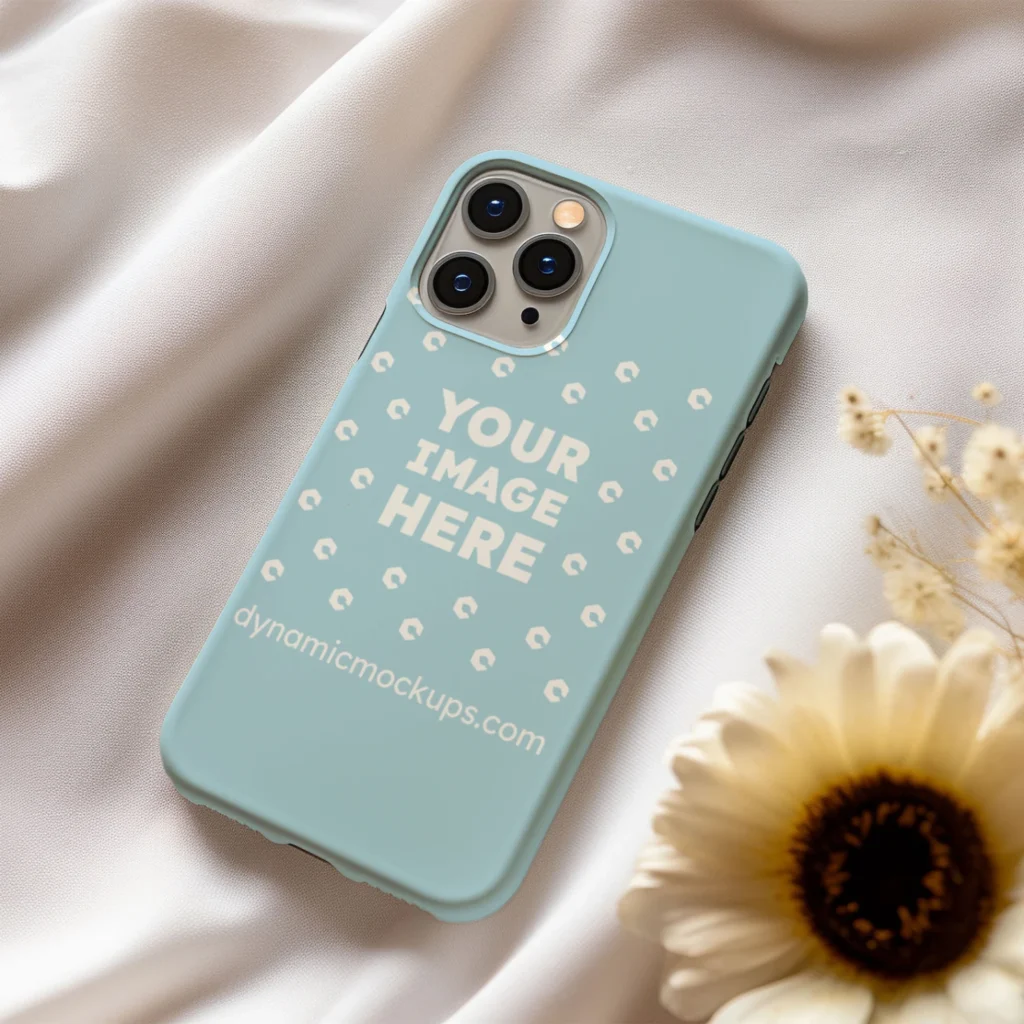 iPhone Light Blue Phone Case Mockup Template