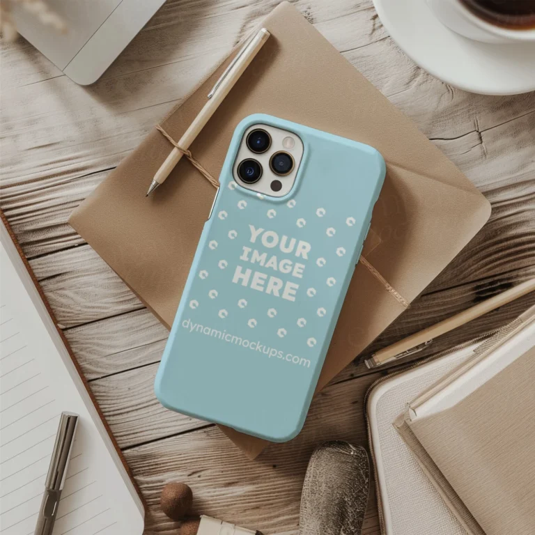 iPhone Light Blue Phone Case Mockup Template
