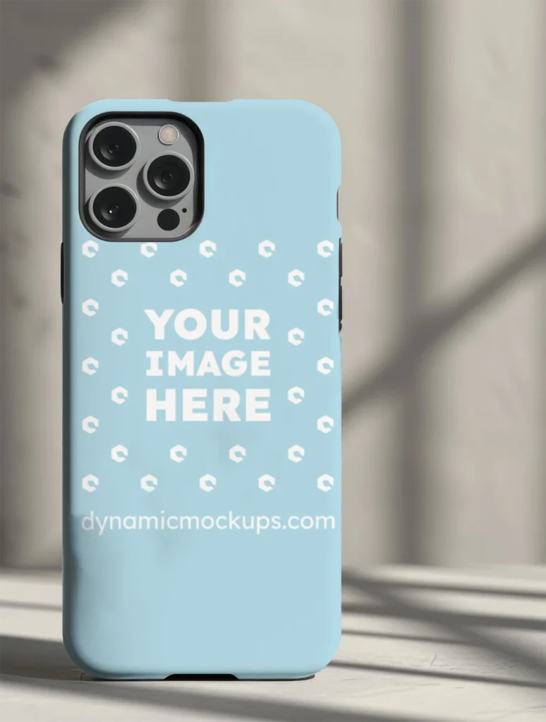 iPhone Light Blue Phone Case Mockup Template