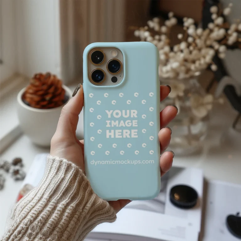 iPhone Light Blue Phone Case Mockup Template