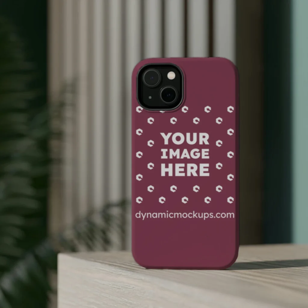 iPhone Maroon Phone Case Mockup Template