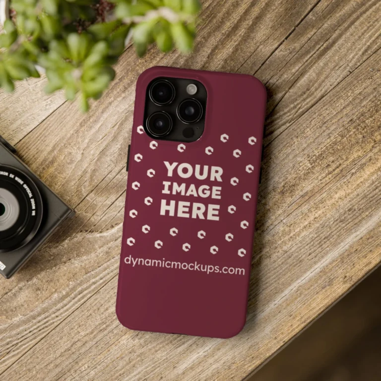 iPhone Maroon Phone Case Mockup Template