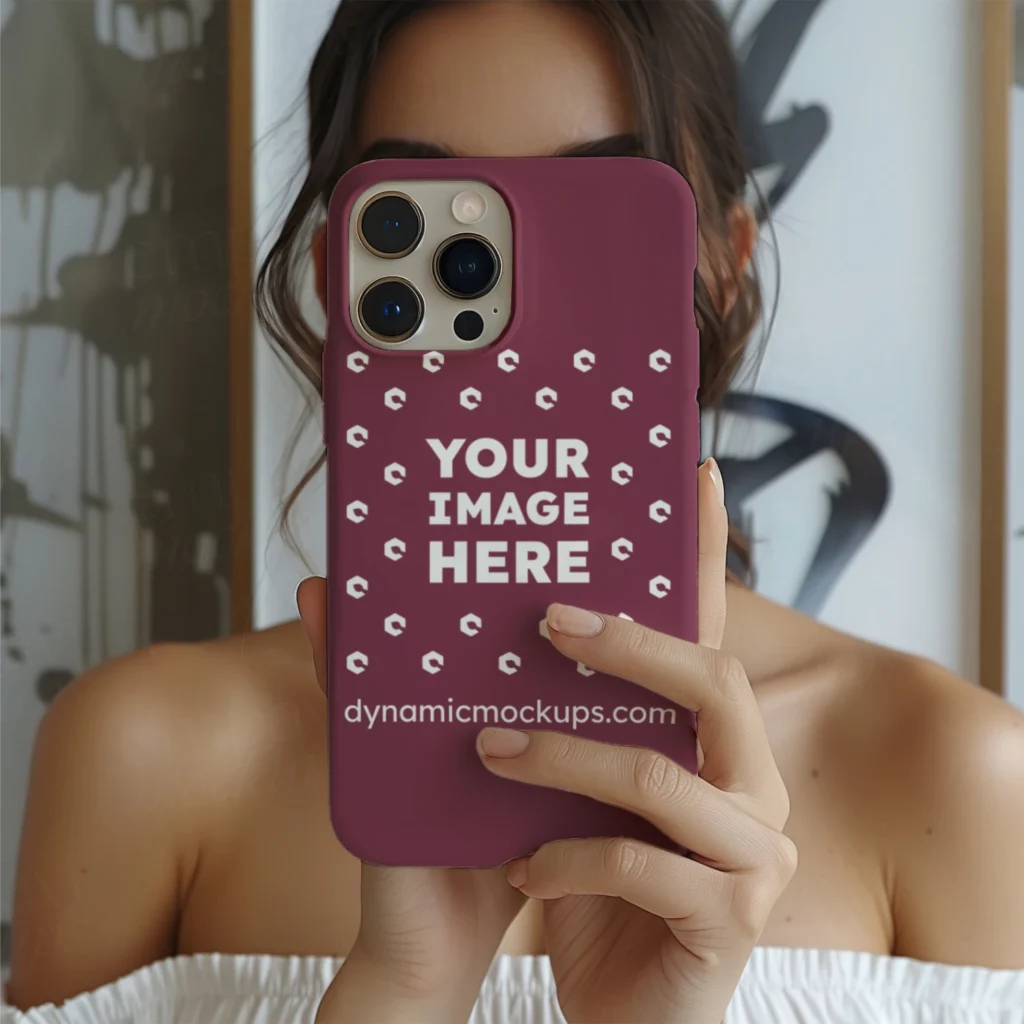 iPhone Maroon Phone Case Mockup Template
