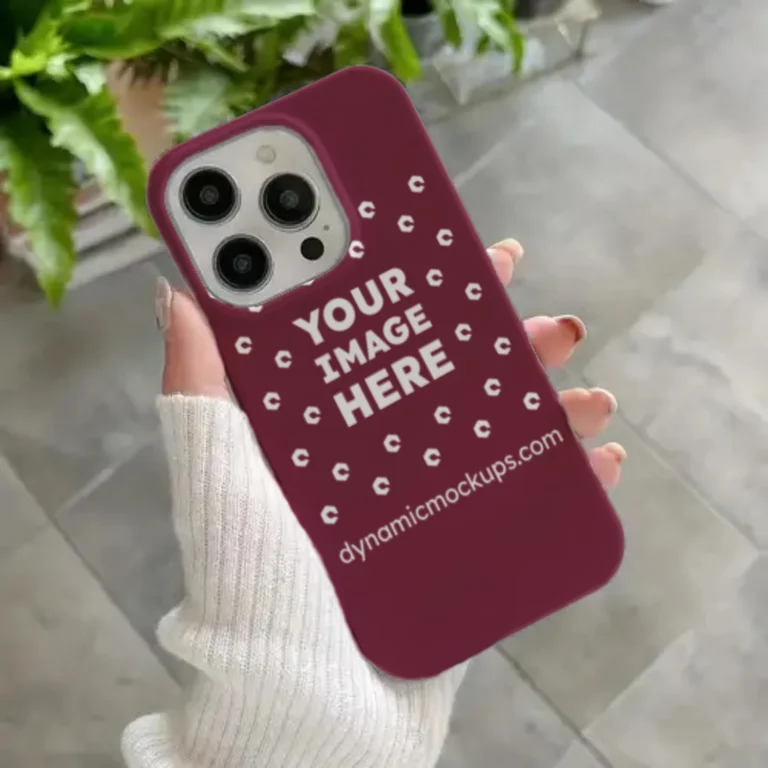 iPhone Maroon Phone Case Mockup Template
