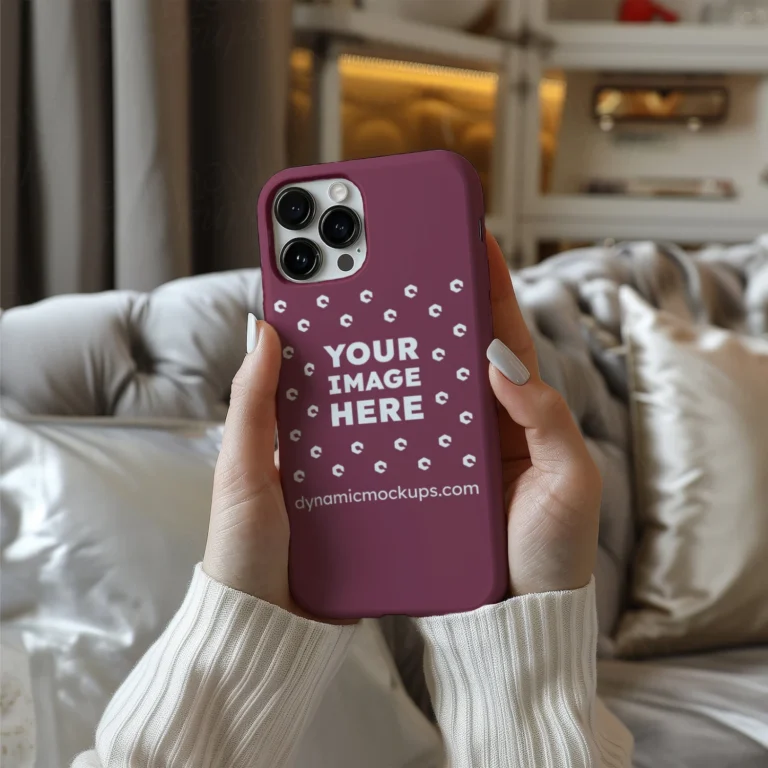 iPhone Maroon Phone Case Mockup Template