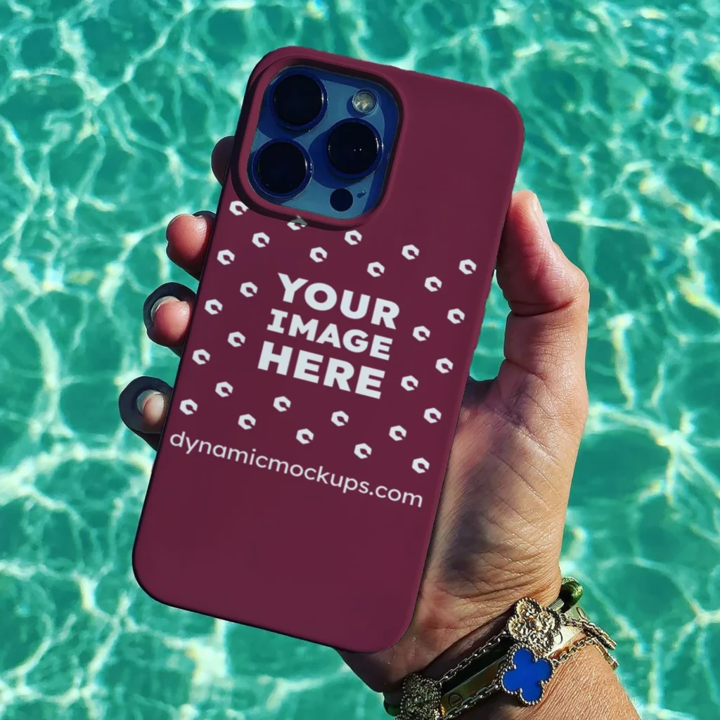 iPhone Maroon Phone Case Mockup Template
