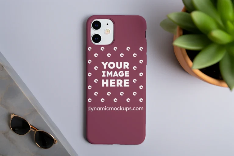 iPhone Maroon Phone Case Mockup Template