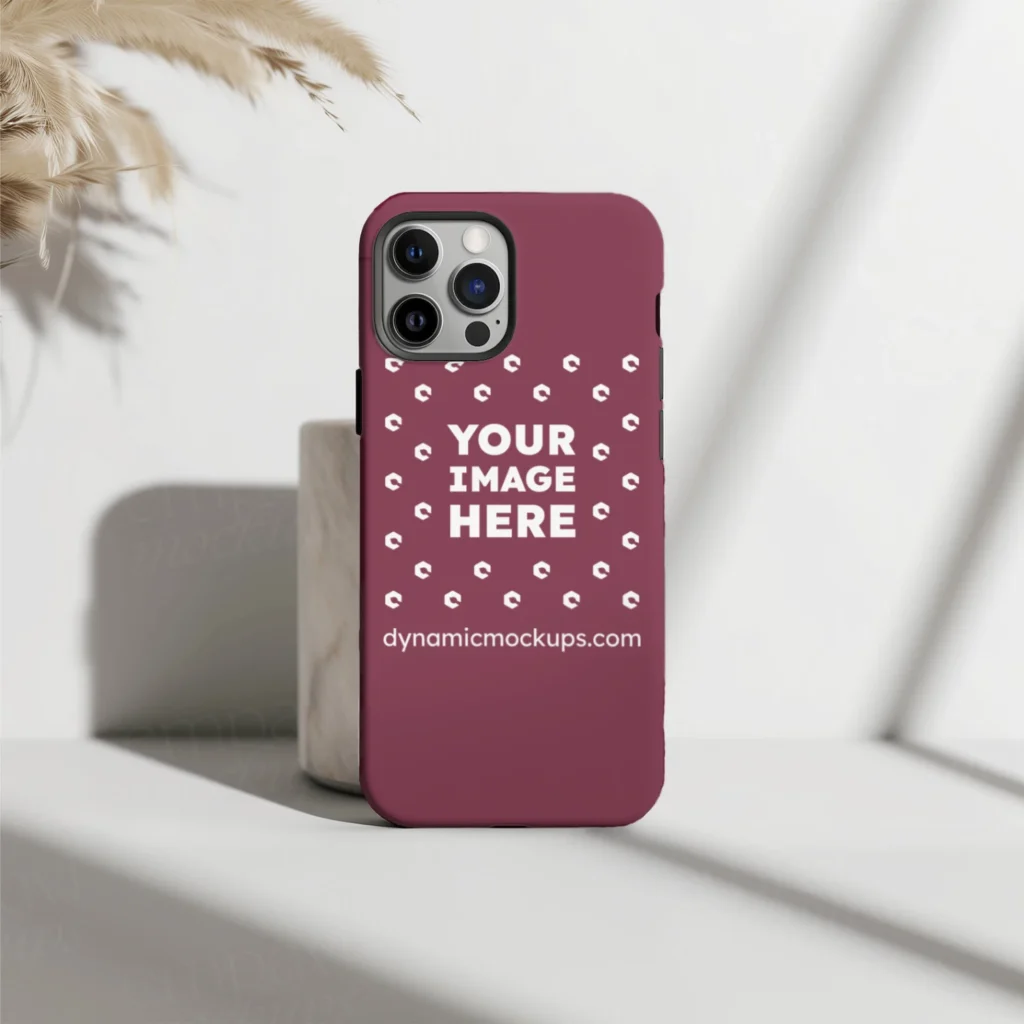 iPhone Maroon Phone Case Mockup Template