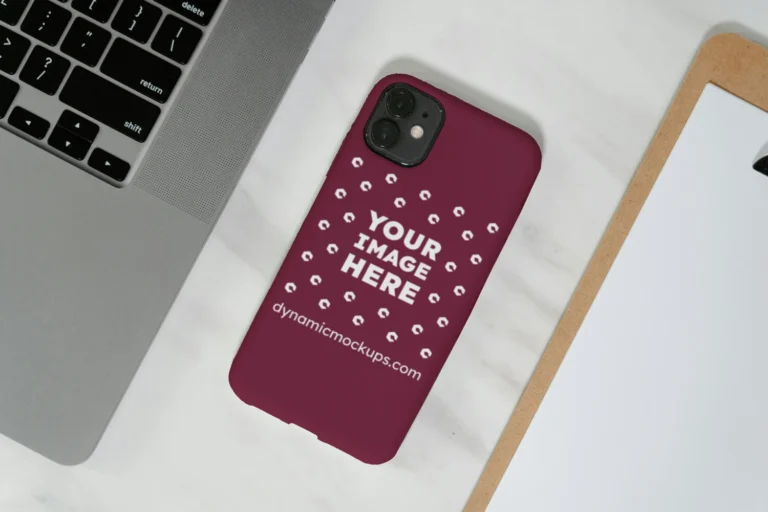 iPhone Maroon Phone Case Mockup Template