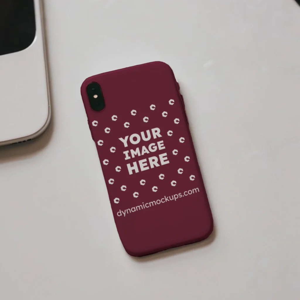 iPhone Maroon Phone Case Mockup Template