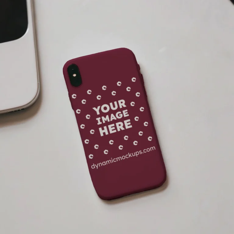 iPhone Maroon Phone Case Mockup Template