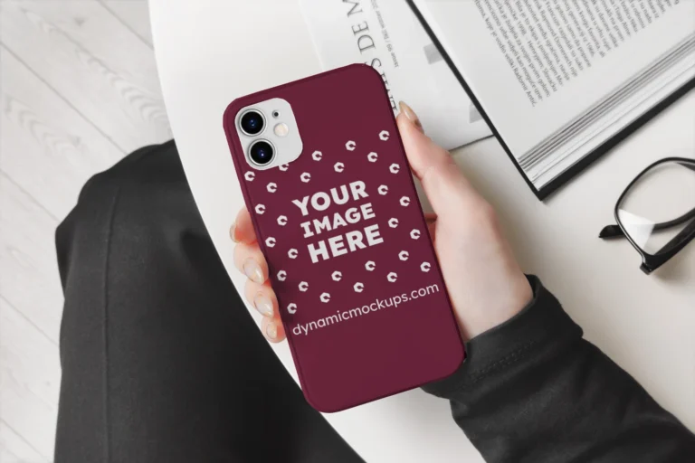 iPhone Maroon Phone Case Mockup Template