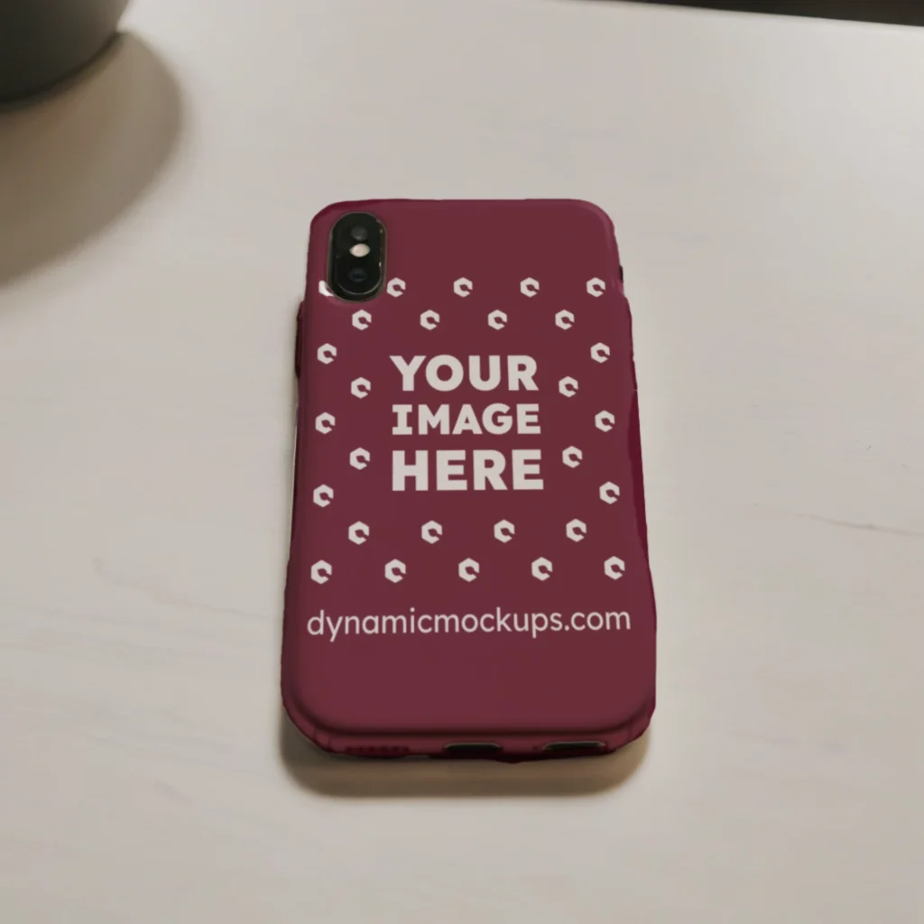 iPhone Maroon Phone Case Mockup Template
