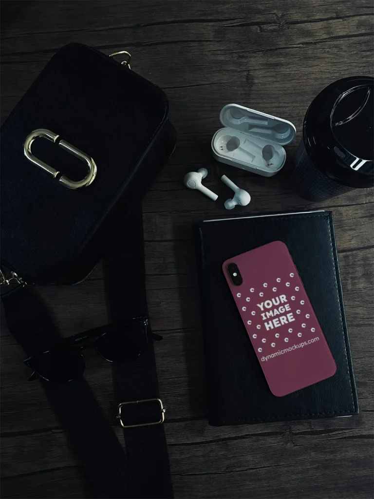 iPhone Maroon Phone Case Mockup Template
