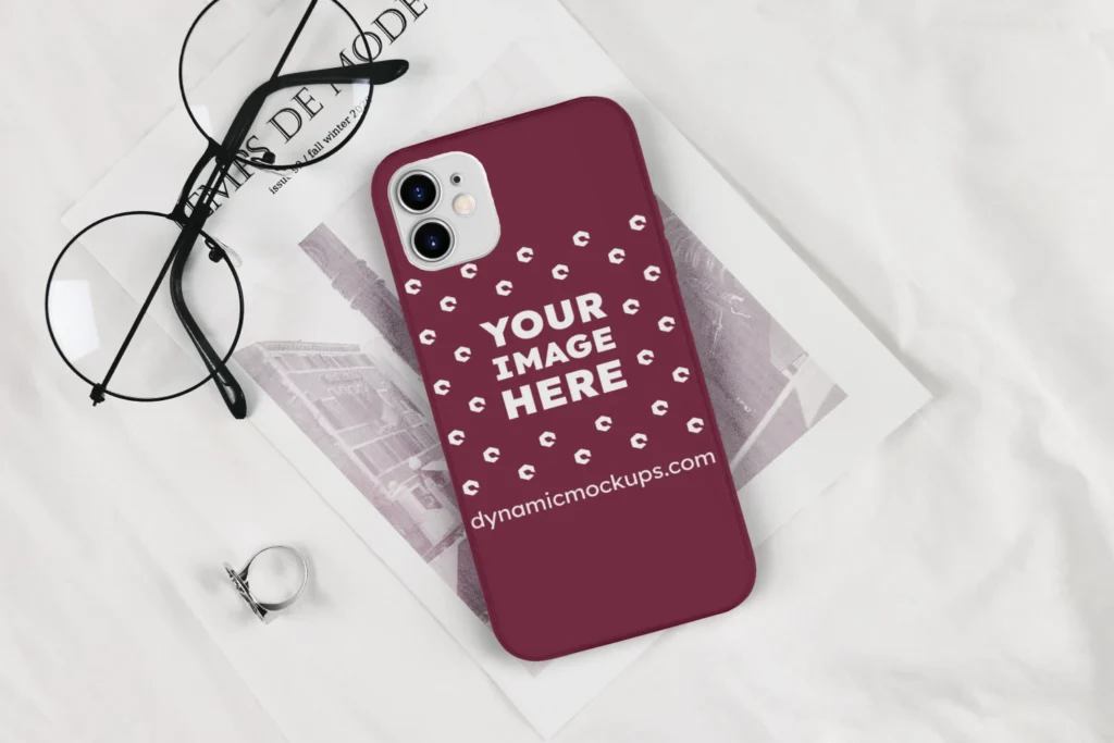 iPhone Maroon Phone Case Mockup Template
