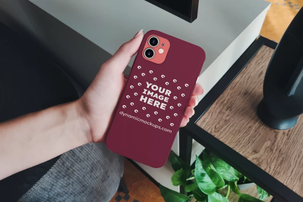iPhone Maroon Phone Case Mockup Template