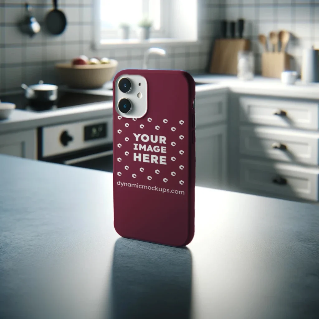 iPhone Maroon Phone Case Mockup Template