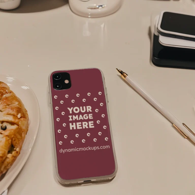 iPhone Maroon Phone Case Mockup Template
