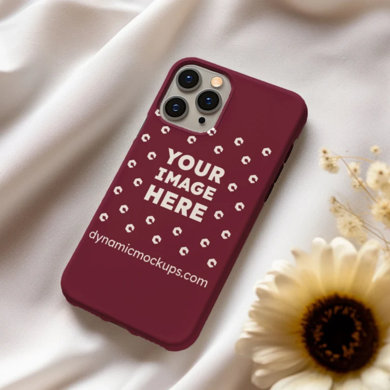 iPhone Maroon Phone Case Mockup Template