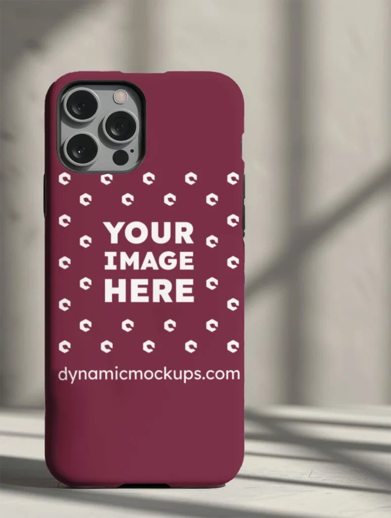iPhone Maroon Phone Case Mockup Template