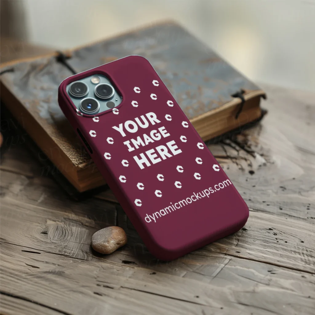 iPhone Maroon Phone Case Mockup Template