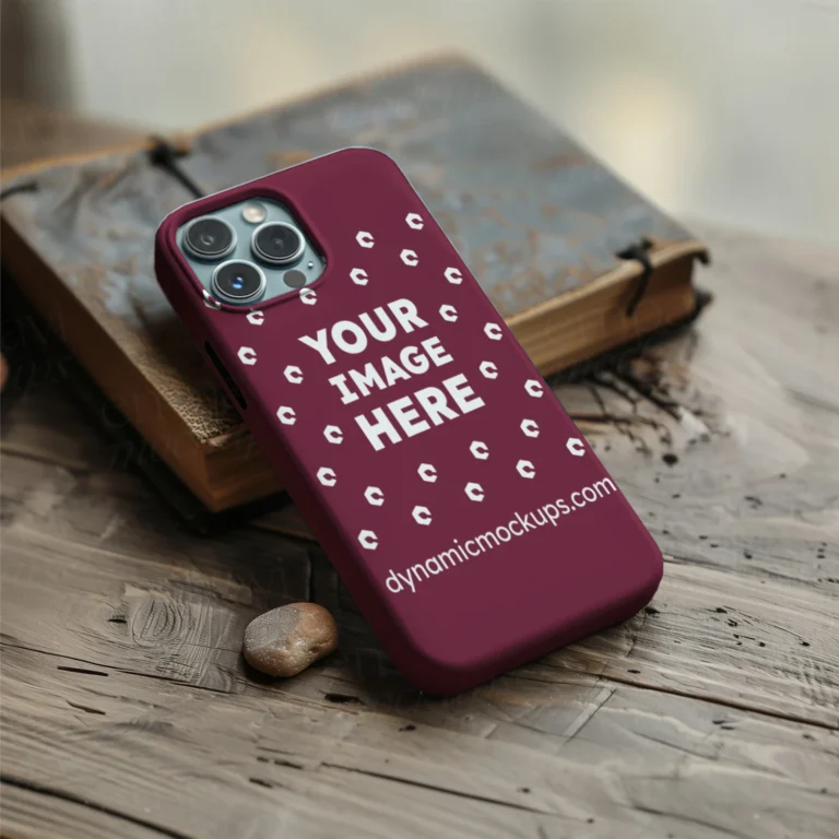 iPhone Maroon Phone Case Mockup Template