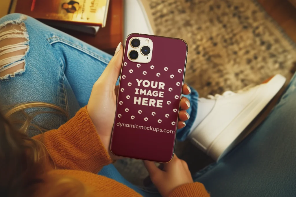 iPhone Maroon Phone Case Mockup Template