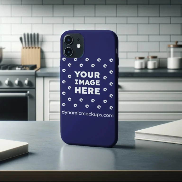 iPhone Navy Blue Phone Case Mockup Template