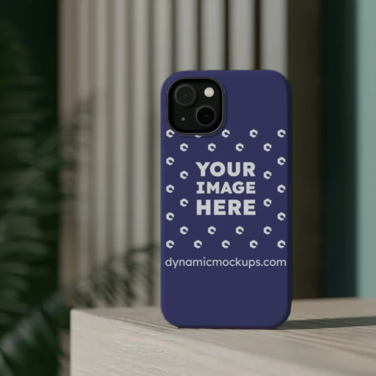 iPhone Navy Blue Phone Case Mockup Template