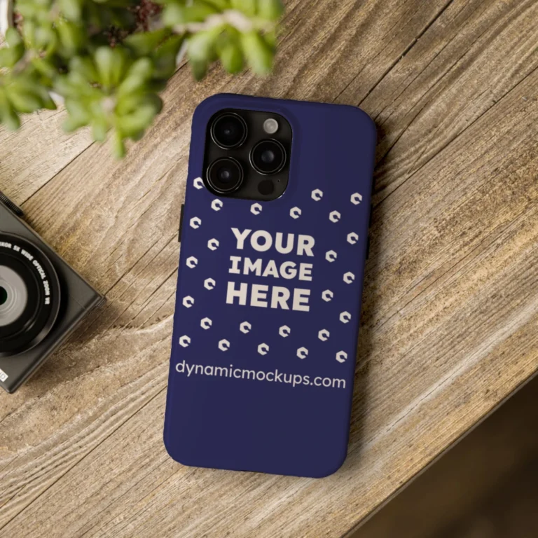 iPhone Navy Blue Phone Case Mockup Template